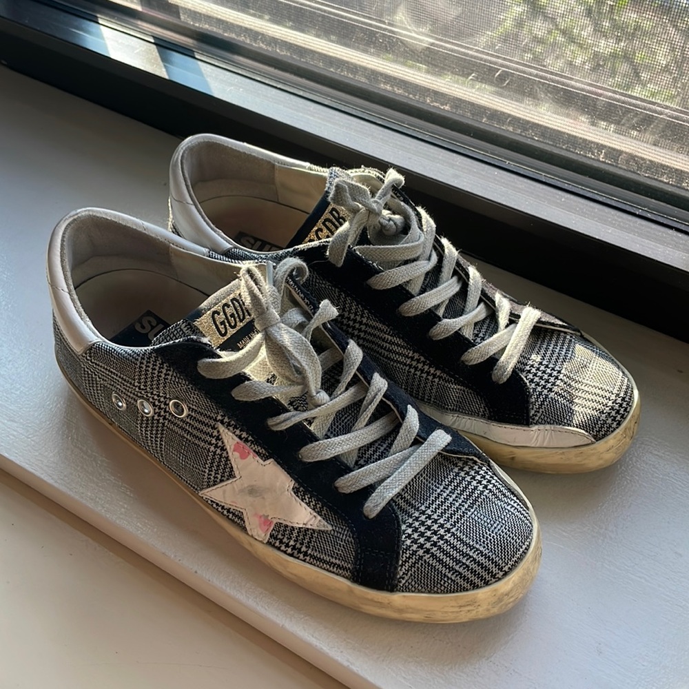 Golden Goose plaid size 7 sneakers